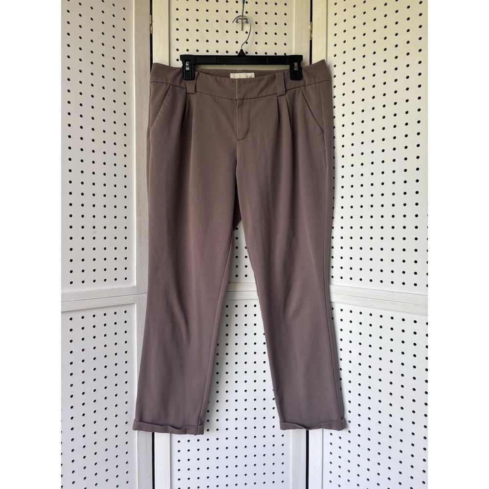 Old Navy Women's 12 Cuffed Dress Pants‎ Light Brown Pleated Career Business